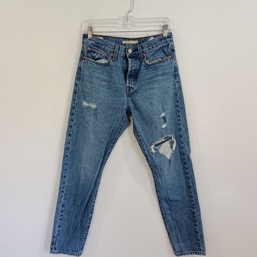 Levi's Distressed High Rise Button Fly Wedgie Jeans